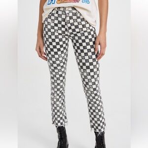 Mother denim the Insider Ankle Fray ‘on your mark’ check print sz 27 NEW w tags